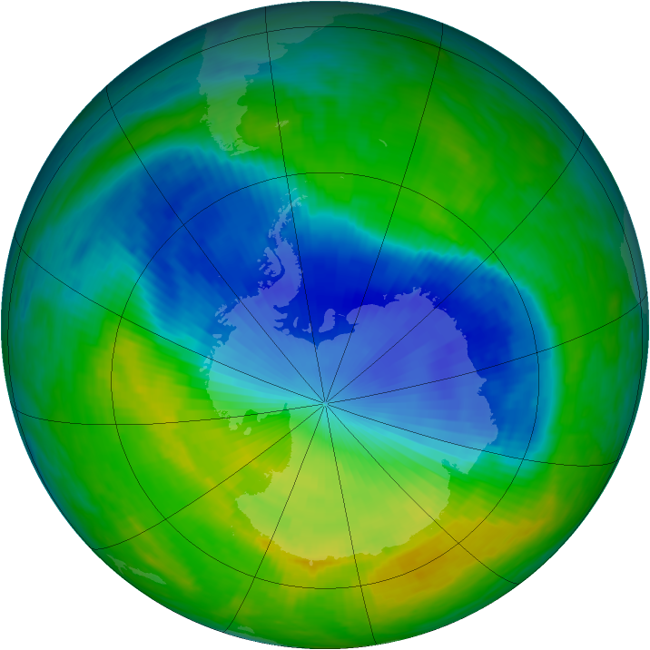 Antarctic ozone map for 30 November 1987